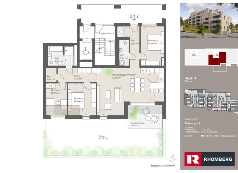 Terrassenwohnung zum Kauf - Erstbezug 725.000 € 4 Zimmer 118,7 m² Ostrachweg 10 Halde Kempten (Allgäu) 87439