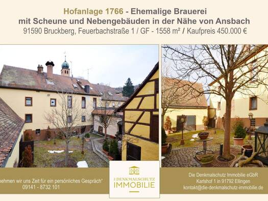 Haus zum Kauf 450.000 € 1 Zimmer 1.558 m² Grundstück Feuerbachstraße 1 Bruckberg 91590