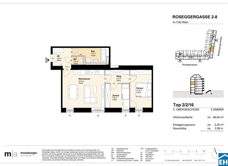 Wohnung zum Kauf - Erstbezug 432.400 € 3 Zimmer 66,6 m² 3. Geschoss Roseggergasse Wien 1160