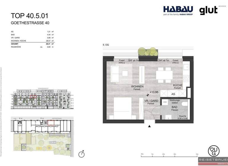 Studio zum Kauf - Erstbezug 219.000 € 1 Zimmer 38,4 m² 5. Geschoss frei ab 31.12.2026 Waldegg Linz 4020