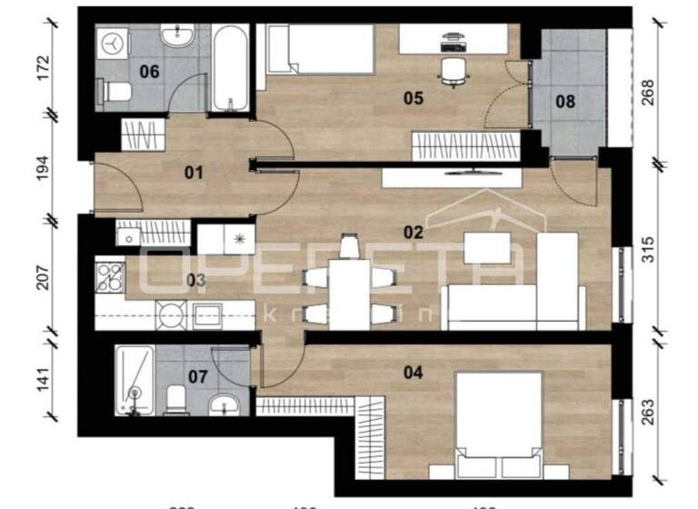 Wohnung zum Kauf 336.750 € 3 Zimmer 75 m² 3. Geschoss Gajnice