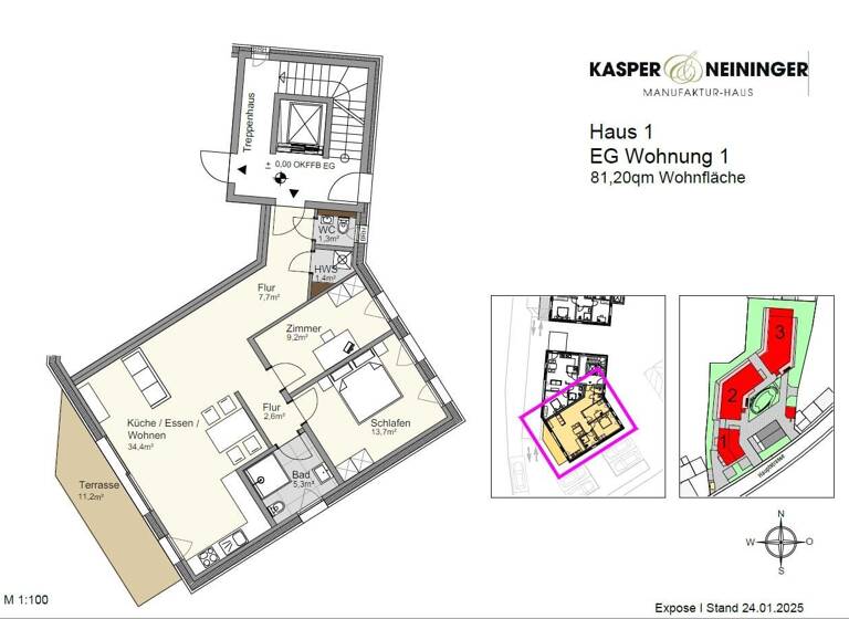 Wohnung zum Kauf provisionsfrei 428.000 € 3 Zimmer 81,2 m² Hauptstraße 82-84 Lauf 77886