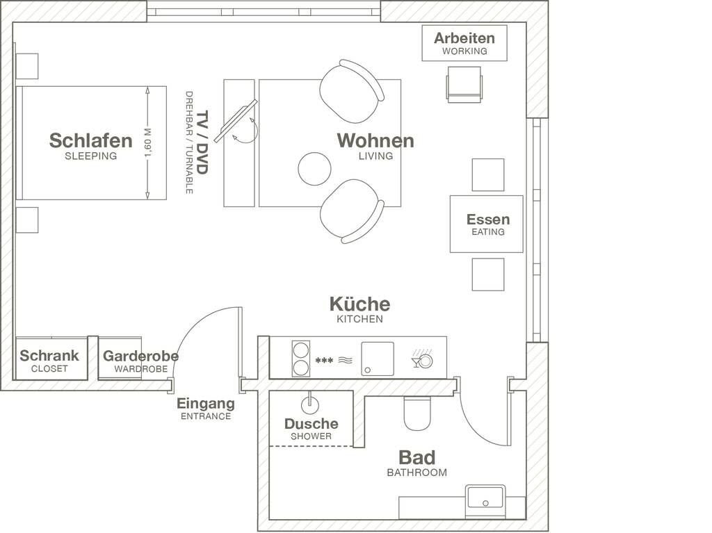 Wohnung zur Miete Wohnen auf Zeit 1.995 € 1 Zimmer 42 m²<br/>Wohnfläche 31.05.2025<br/>Verfügbarkeit Kölner Straße Gallus Frankfurt am Main 60327