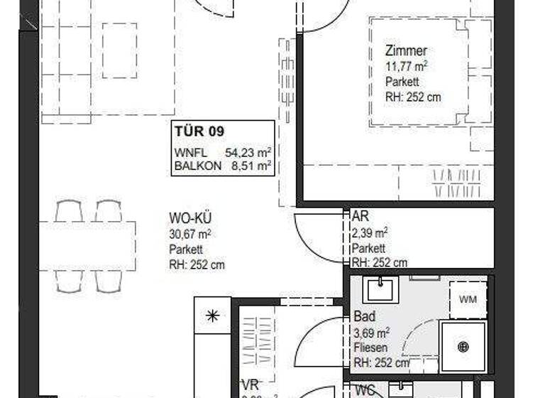 Wohnung zur Miete - Erstbezug 905 € 2 Zimmer 54,2 m² 1. Geschoss Wien 1150