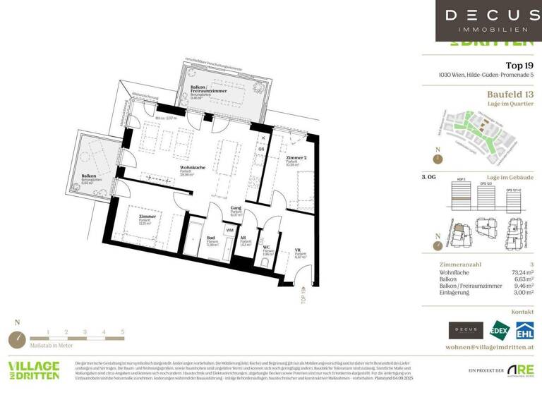 Wohnung zum Kauf - Erstbezug 563.000 € 3 Zimmer 73,2 m² 3. Geschoss Wien 1030