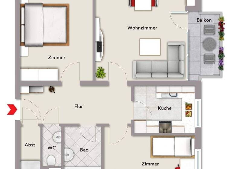 Wohnung zum Kauf 229.000 € 3 Zimmer 72 m² 8. Geschoss Nordweststadt Karlsruhe 76187