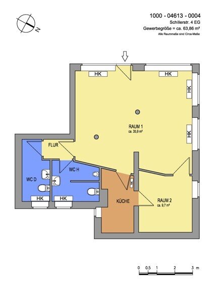 Bürofläche zur Miete provisionsfrei 700 € 1,5 Zimmer 62 m²<br/>Bürofläche Schillerstr. 4 Rosenthal Berlin 13156