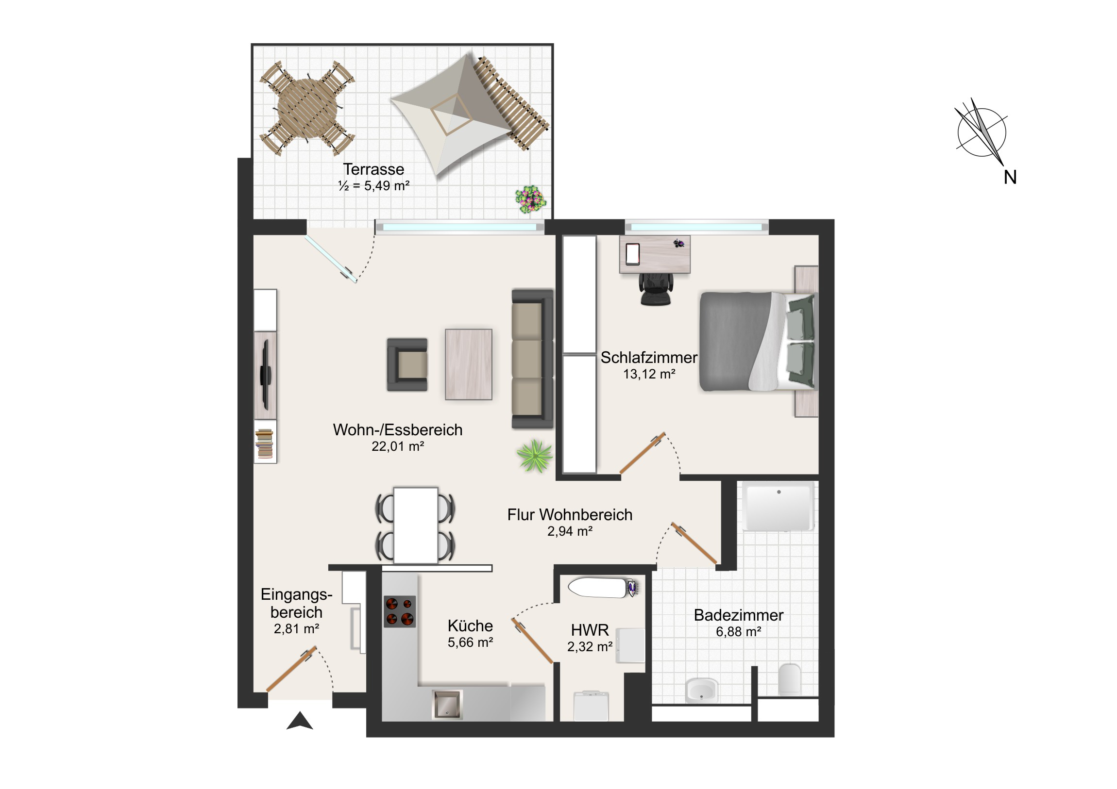 Wohnung zum Kauf 249.000 € 2 Zimmer 61 m²<br/>Wohnfläche 1.<br/>Geschoss ab sofort<br/>Verfügbarkeit Mühlental 14 Weiche - Sophienhof Flensburg 24941