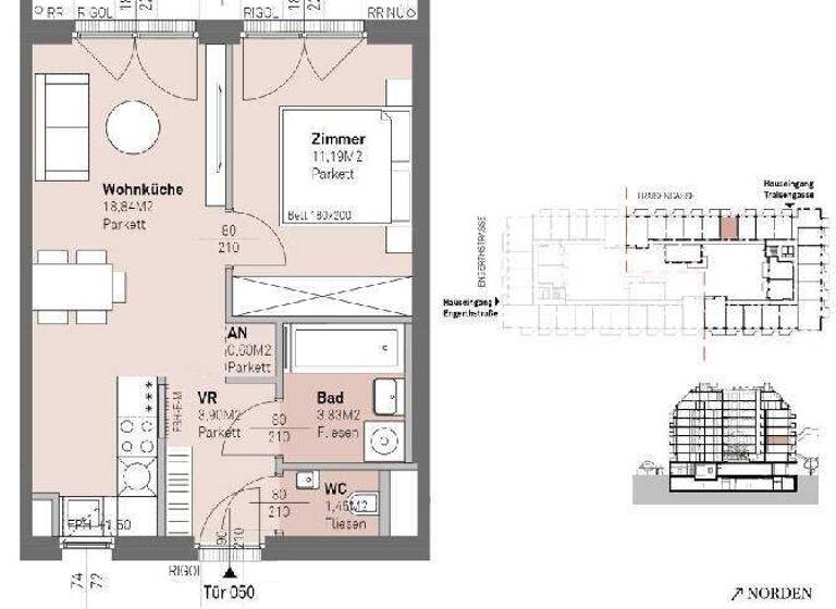 Wohnung zum Kauf - Erstbezug 273.200 € 2 Zimmer 39,8 m² frei ab 30.06.2028 Wien,Brigittenau 1200