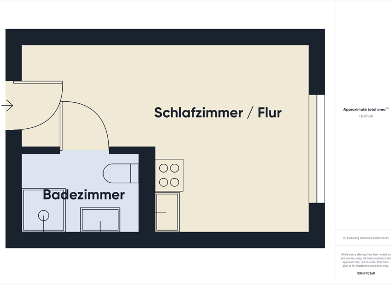 Studio zur Miete 685 € 1 Zimmer 18,4 m² 2. Geschoss frei ab sofort Wallstraße 33-37 Hartenberg/Münchfeld Mainz 55122