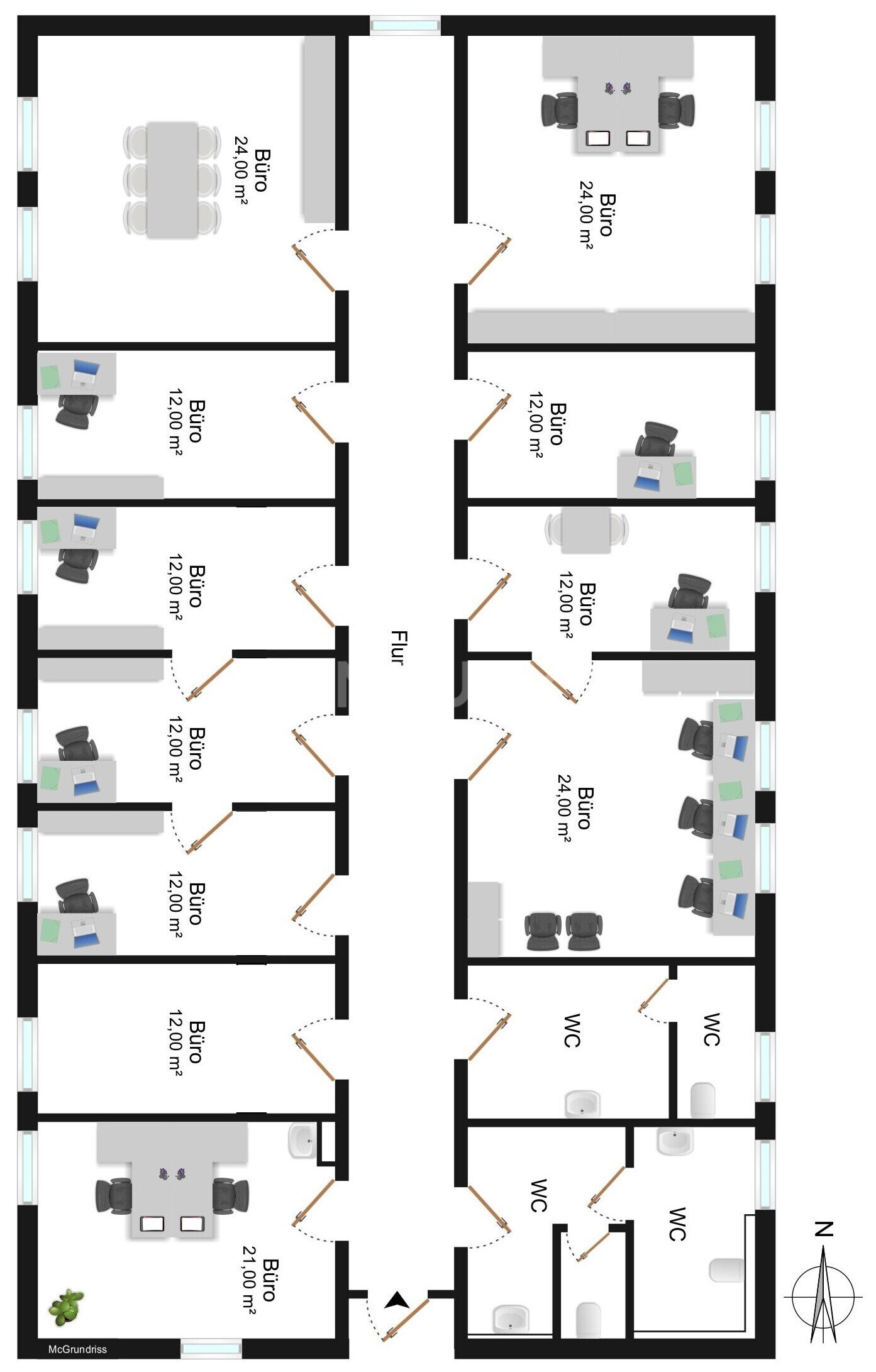 Bürofläche zur Miete 2.300 € 5 Zimmer 250 m²<br/>Bürofläche Ost Gießen 35394