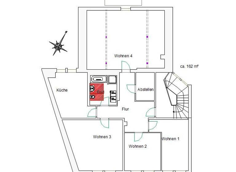 Wohnung zur Miete 1.750 € 4 Zimmer 163 m² 3. Geschoss Steubenstraße 40 Westvorstadt Weimar 99423