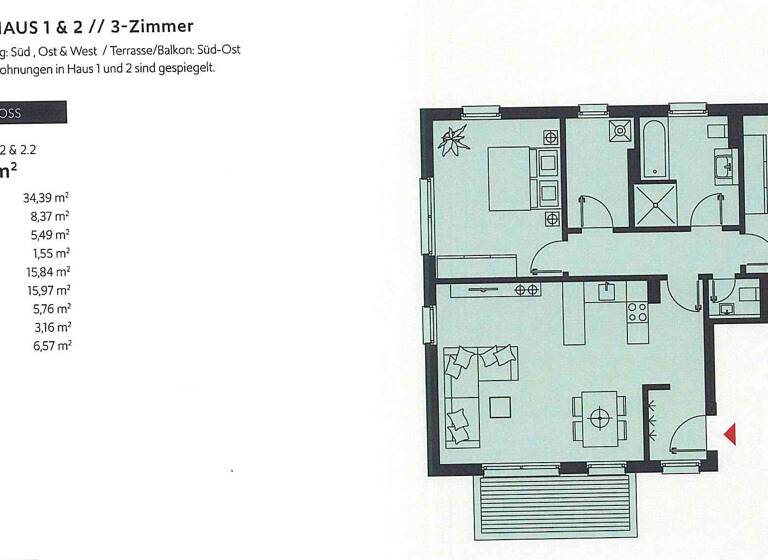 Terrassenwohnung zur Miete 1.311 € 3 Zimmer 97,1 m²<br/>Wohnfläche ab sofort<br/>Verfügbarkeit Straße Am Berg 19d Bentwisch Bentwisch 18182