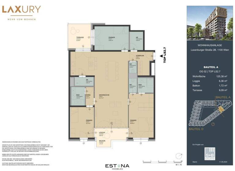 Wohnung zum Kauf - Erstbezug 820.000 € 4 Zimmer 125 m² 2. Geschoss Laxenburger Straße Wien 1100