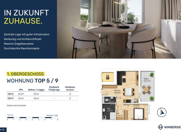 Wohnung zum Kauf - Erstbezug 242.800 € 2 Zimmer 51 m² Eferdingerstraße 31-33 Wilhering 4073