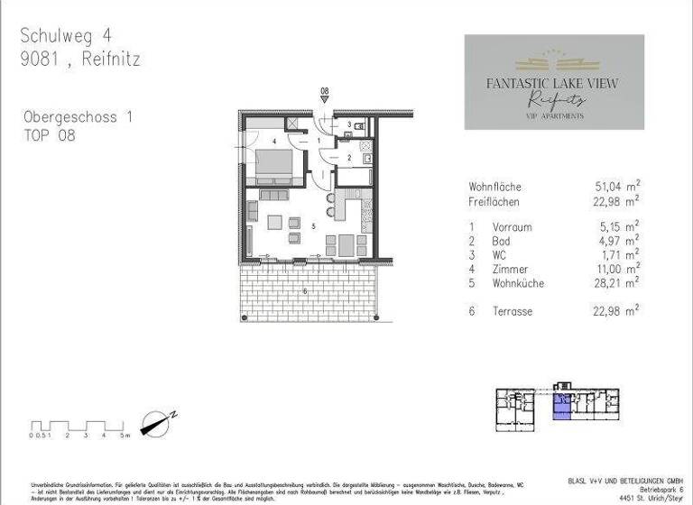 Wohnung zum Kauf 682.625 € 2 Zimmer 51 m² Reifnitz 9081