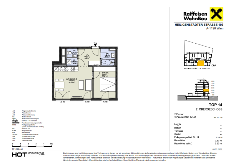 Wohnung zum Kauf provisionsfrei 351.700 € 2 Zimmer 44,3 m² 2. Geschoss Wien 1190