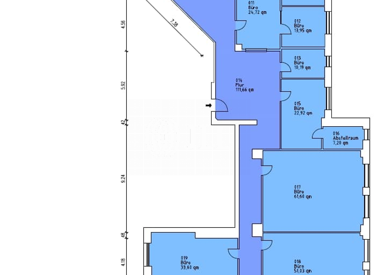 Bürofläche zur Miete 2,98 € 1.603 m² Bürofläche teilbar ab 669 m² Wehringhausen Hagen 58089