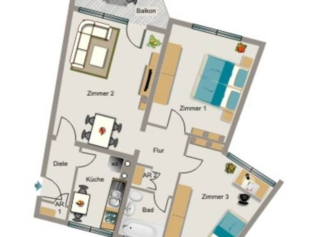 Wohnung zur Miete nur mit Wohnberechtigungsschein 465 € 3,5 Zimmer 69,3 m² 3. Geschoss Gleiwitzstraße 107 Scharnhorst Dortmund 44328