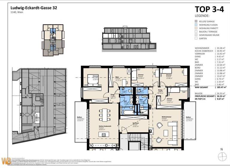 Wohnung zum Kauf - Erstbezug 1.320.000 € 6 Zimmer 185,5 m² 1. Geschoss Ludwig-Eckardt-Gasse Wien 1140