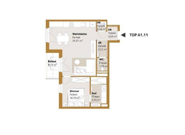 Wohnung zur Miete 1.227 € 2 Zimmer 54 m² 3. Geschoss Wien 1120