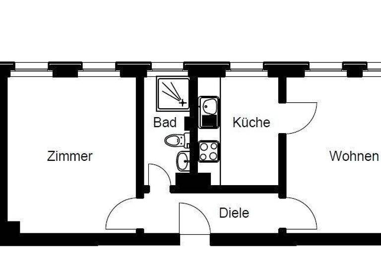 Wohnung zur Miete 390 € 2 Zimmer 41 m² 1. Geschoss Sandkamp 16 Hervest Dorsten 46284