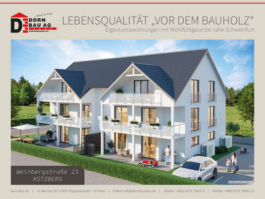 Wohnung zum Kauf - Erstbezug provisionsfrei als Kapitalanlage geeignet 3 Zimmer 103 m² Kützberg Poppenhausen 97490