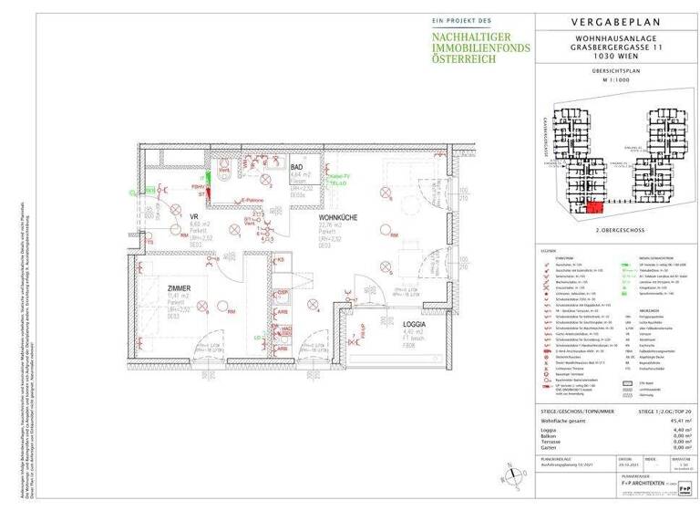 Wohnung zur Miete 730 € 2 Zimmer 45,4 m² 2. Geschoss Grasbergergasse Wien 1030
