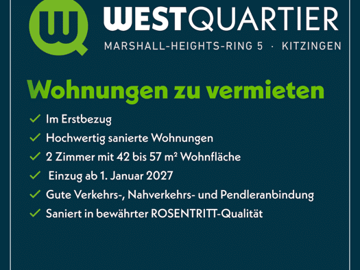 Wohnung zur Miete 695 € 2 Zimmer 54,6 m² frei ab 01.01.2027 Kitzingen Kitzingen 97318
