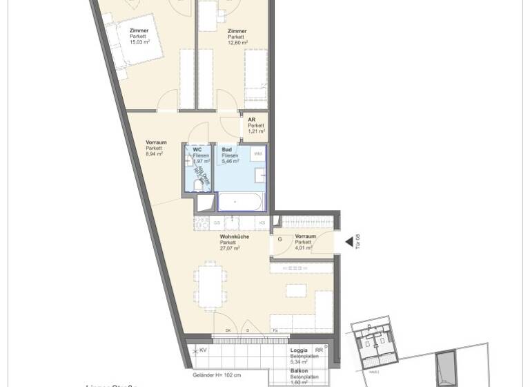 Wohnung zum Kauf - Erstbezug 538.600 € 3 Zimmer 75,4 m² 3. Geschoss Linzer Straße Wien 1140