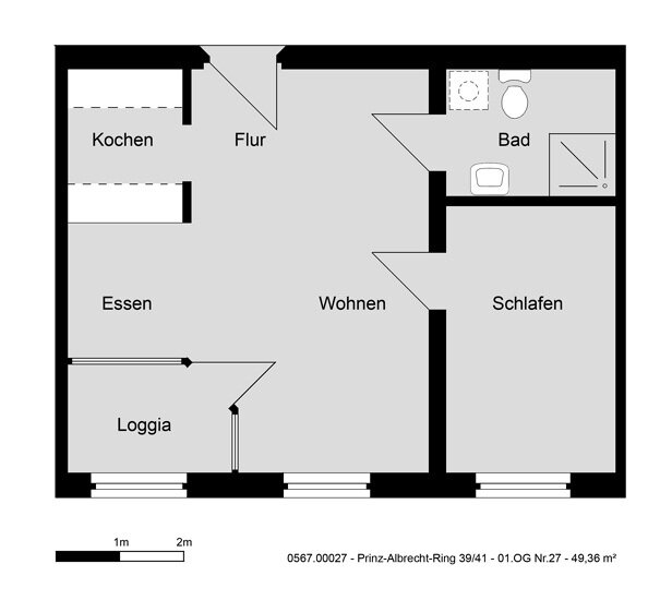 Wohnung zur Miete nur mit Wohnberechtigungsschein 450 € 2 Zimmer 49,4 m²<br/>Wohnfläche 1.<br/>Geschoss Prinz-Albrecht-Ring 39 Bothfeld Hannover 30657