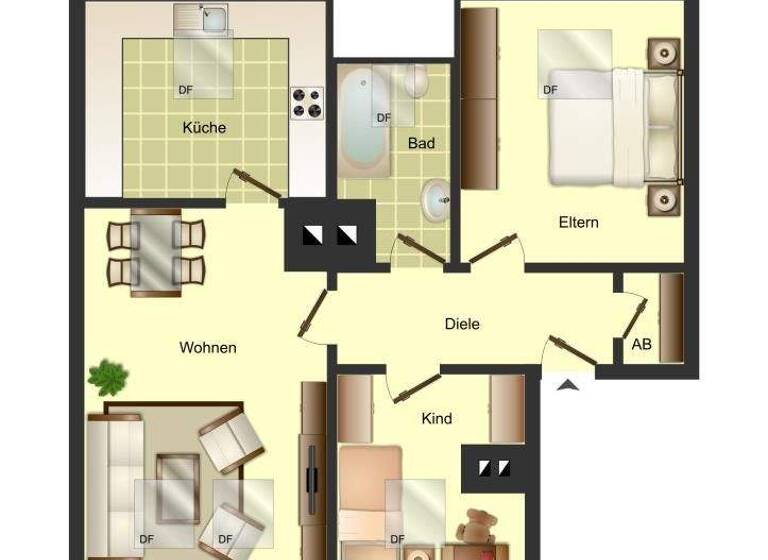 Wohnung zur Miete 459 € 2,5 Zimmer 54 m² 3. Geschoss Lübecker Straße 31 Bocholt 46397