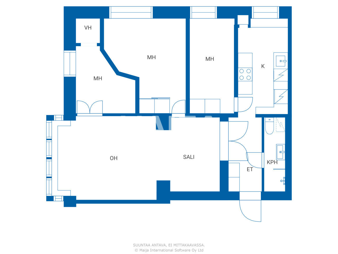 Studio zum Kauf 675.000 € 4 Zimmer 94,7 m²<br/>Wohnfläche 3.<br/>Geschoss Mechelininkatu 22 Helsinki 00100