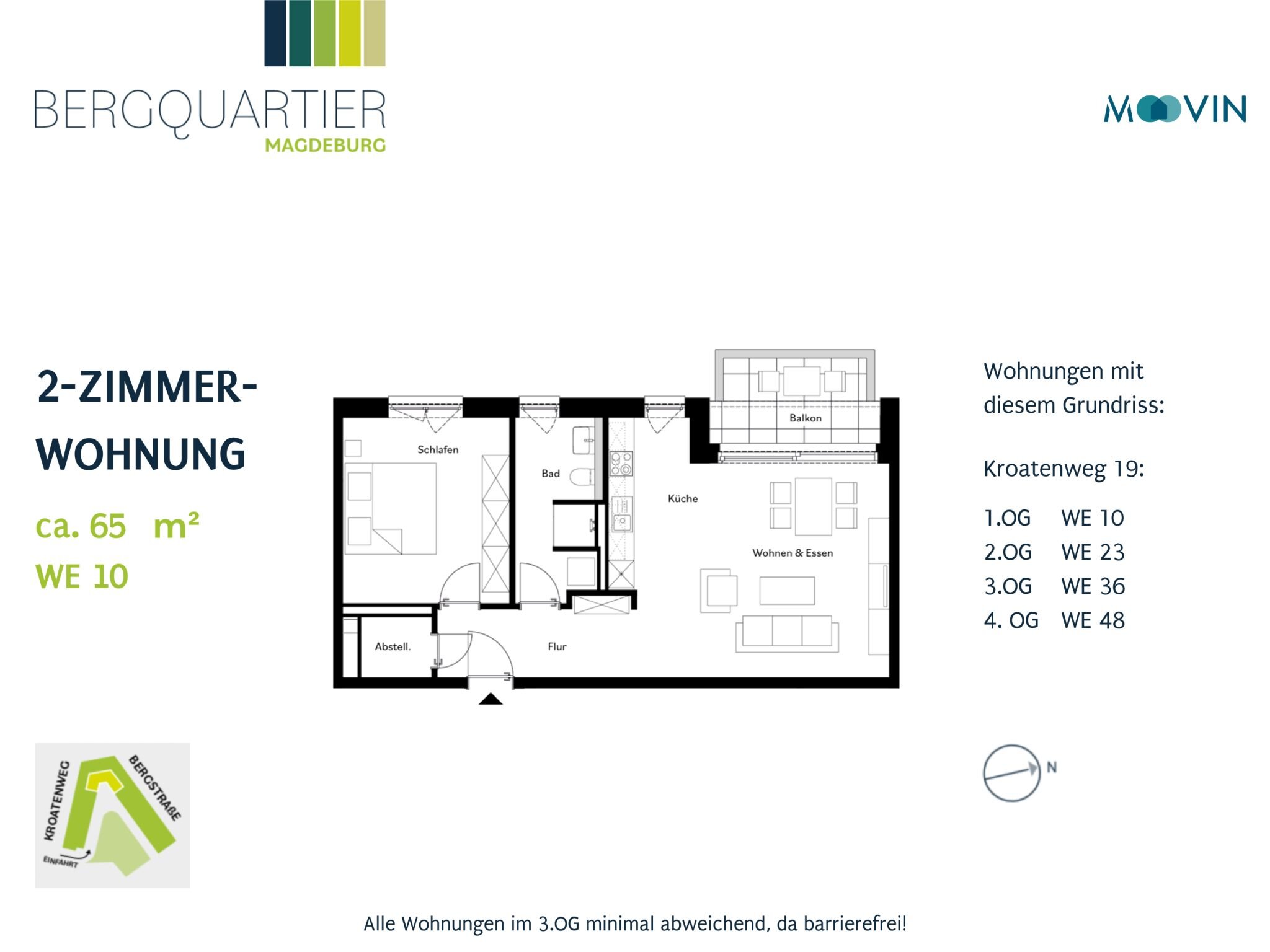 Studio zur Miete 750 € 2 Zimmer 64,5 m²<br/>Wohnfläche 1.<br/>Geschoss 01.12.2024<br/>Verfügbarkeit Kroatenweg 19 Kroatenhügel Magdeburg 39116