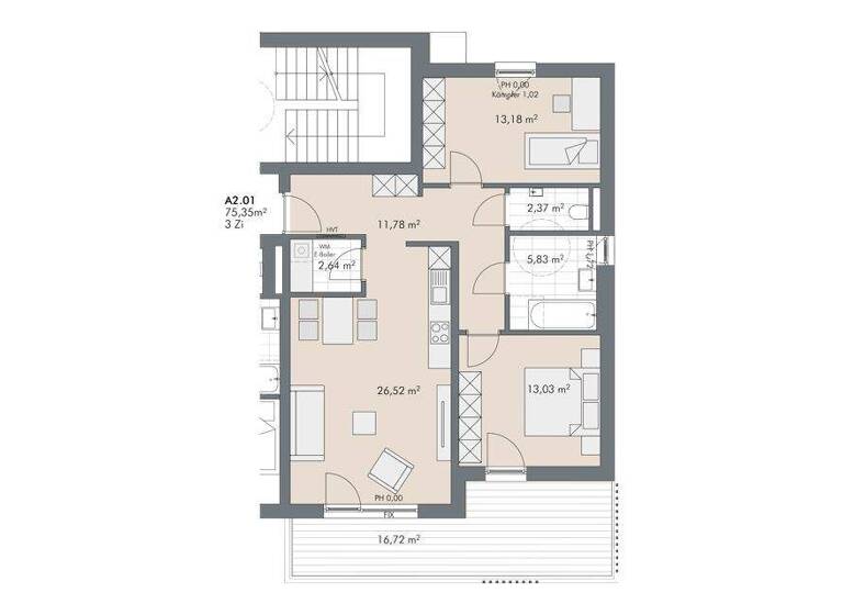 Wohnung zum Kauf - Erstbezug provisionsfrei 499.000 € 3 Zimmer 75,4 m² 2. Geschoss Dorfstraße 73 Aschau, Zillertal 6274