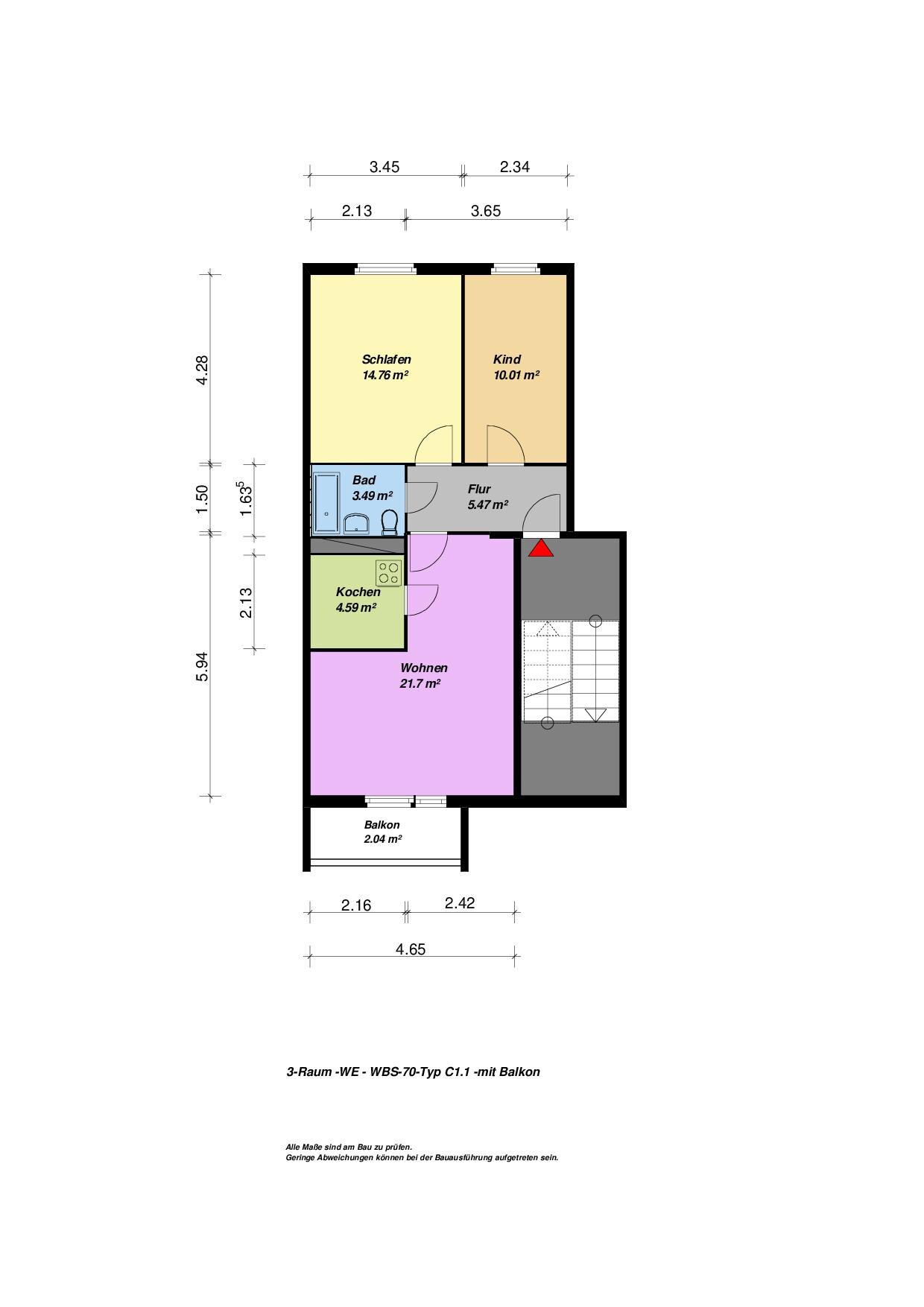 Wohnung zur Miete 294 € 3 Zimmer 62,2 m²<br/>Wohnfläche 6.<br/>Geschoss Traberallee 5 Reitbahnviertel Neubrandenburg 17034