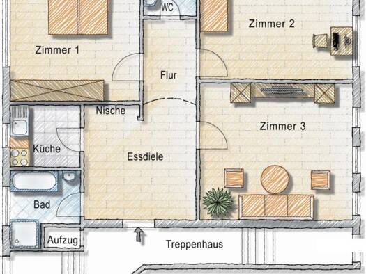 Wohnung zur Miete 1.200 € 3 Zimmer 84 m² frei ab 01.09.2026 Sandrartstraße 38 St Johannis Nürnberg 90419