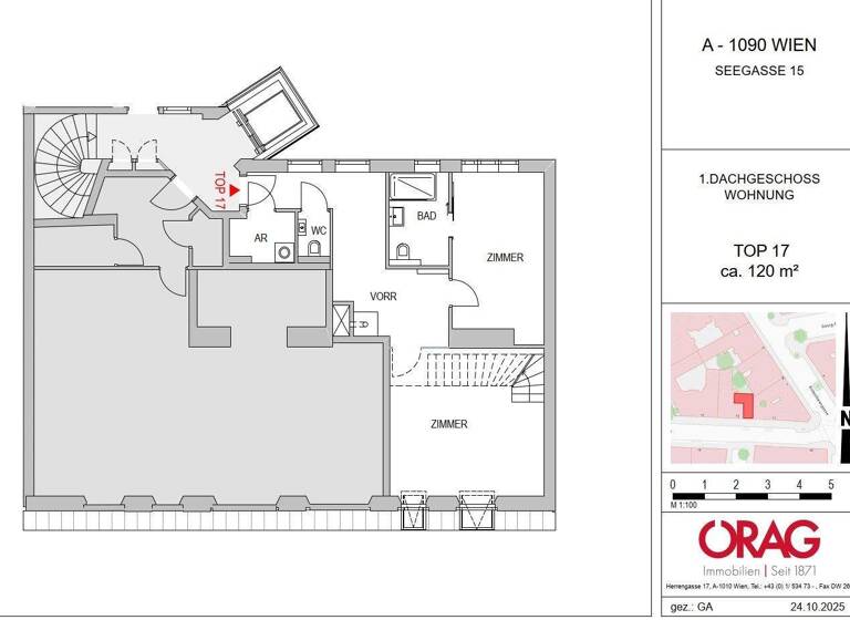 Wohnung zur Miete 1.767 € 3 Zimmer 120 m² Wien 1090