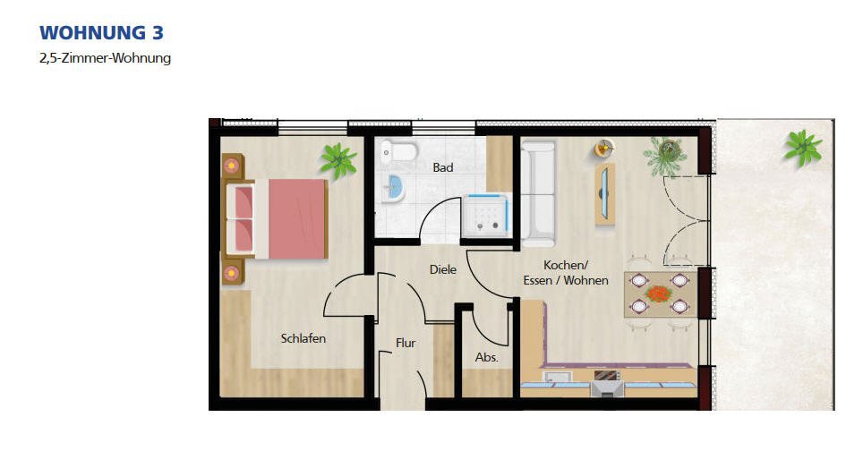 Wohnung zum Kauf 2,5 Zimmer 62,4 m²<br/>Wohnfläche Münster Creglingen 97993