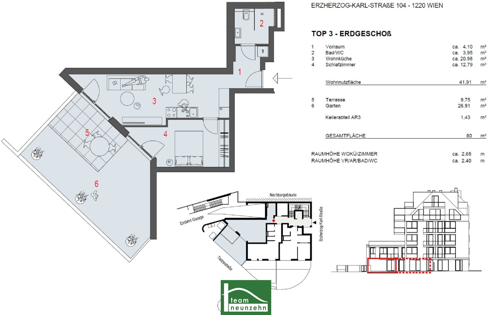 Wohnung zum Kauf 299.900 € 2 Zimmer 41,3 m²<br/>Wohnfläche EG<br/>Geschoss 30.06.2027<br/>Verfügbarkeit Erzherzog-Karl-Straße 104 Wien 1220