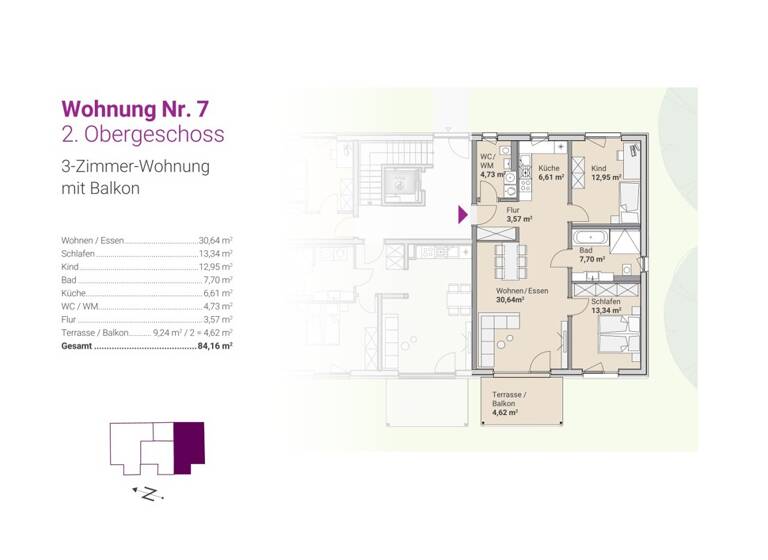 Wohnung zum Kauf - Neubau 373.900 € 3 Zimmer 84,2 m² 2. Geschoss Kümmersbruck 92245