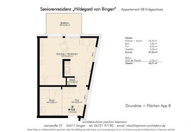 Apartment zur Miete 604 € 1 Zimmer 46 m² EG frei ab sofort Bingen Bingen am Rhein 55411