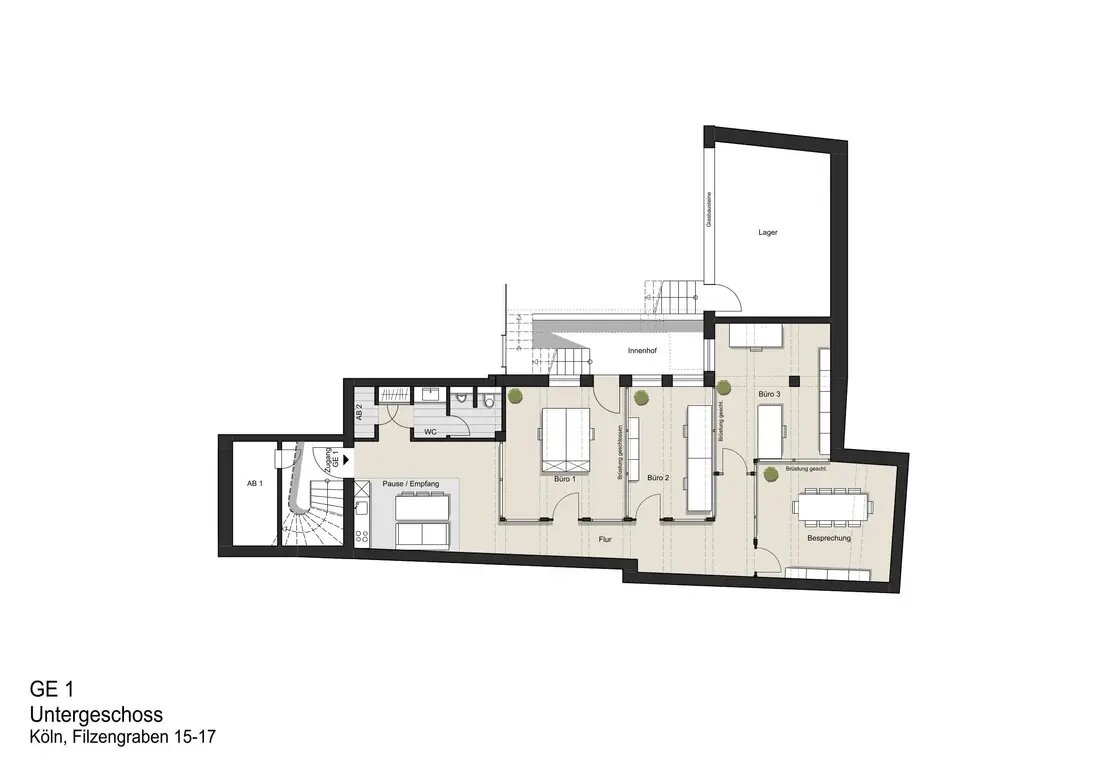 Bürofläche zur Miete provisionsfrei 2.200 € 145,2 m²<br/>Bürofläche Filzengraben 15-17 Altstadt - Süd Köln 50676