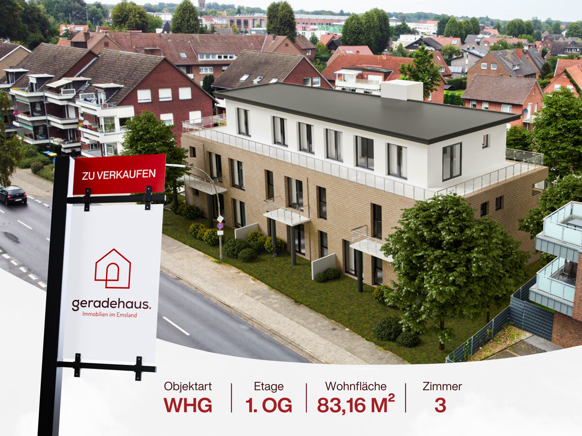 Wohnung zum Kauf 328.000 € 3 Zimmer 83,2 m²<br/>Wohnfläche 1.<br/>Geschoss 01.04.2025<br/>Verfügbarkeit Lingen Lingen / Laxten 49809