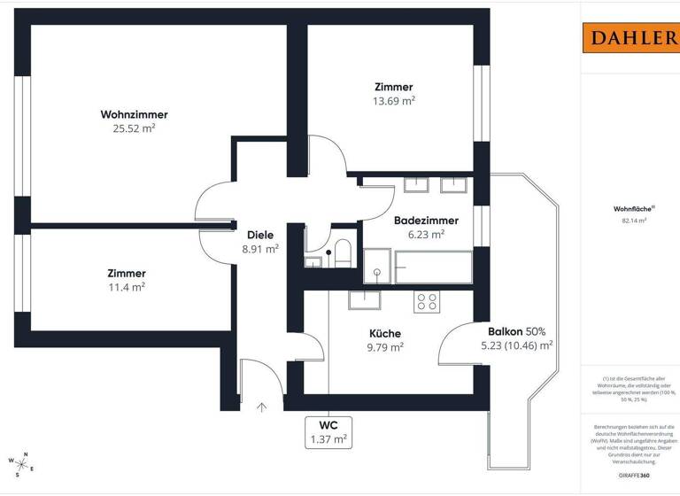 Wohnung zum Kauf 249.950 € 3 Zimmer 82 m² 2. Geschoss Innenstadt Fürth 90762
