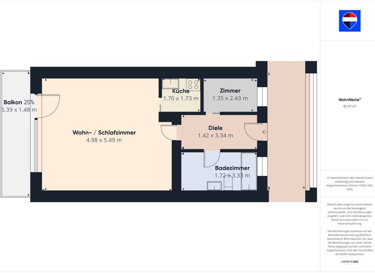 Studio zum Kauf 120.000 € 1,5 Zimmer 46,6 m²<br/>Wohnfläche 3.<br/>Geschoss ab sofort<br/>Verfügbarkeit Bad Herrenalb Bad Herrenalb 76332