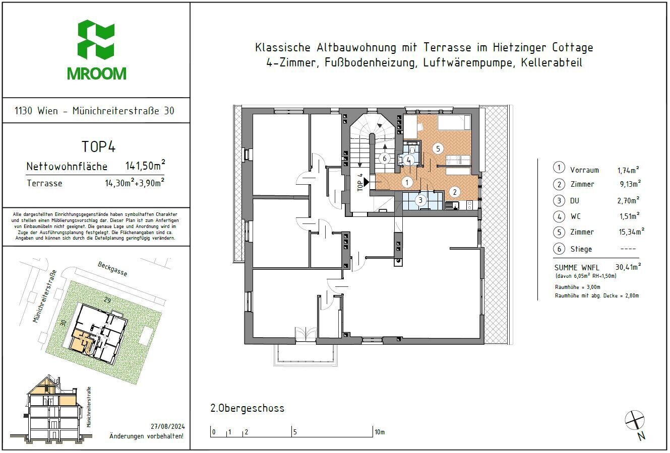 Wohnung zum Kauf 1.430.000 € 4 Zimmer 141,6 m²<br/>Wohnfläche 3.<br/>Geschoss Wien 1130