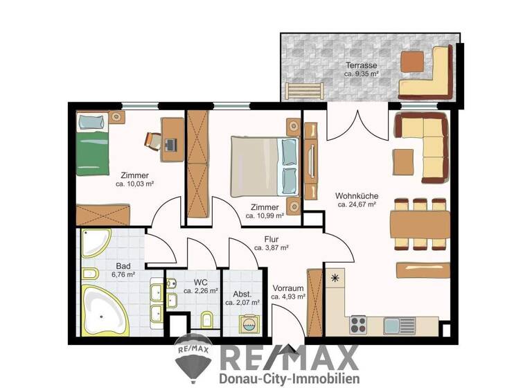 Wohnung zur Miete 1.052 € 3 Zimmer 65,6 m² 1. Geschoss frei ab sofort Wiener Neudorf 2351
