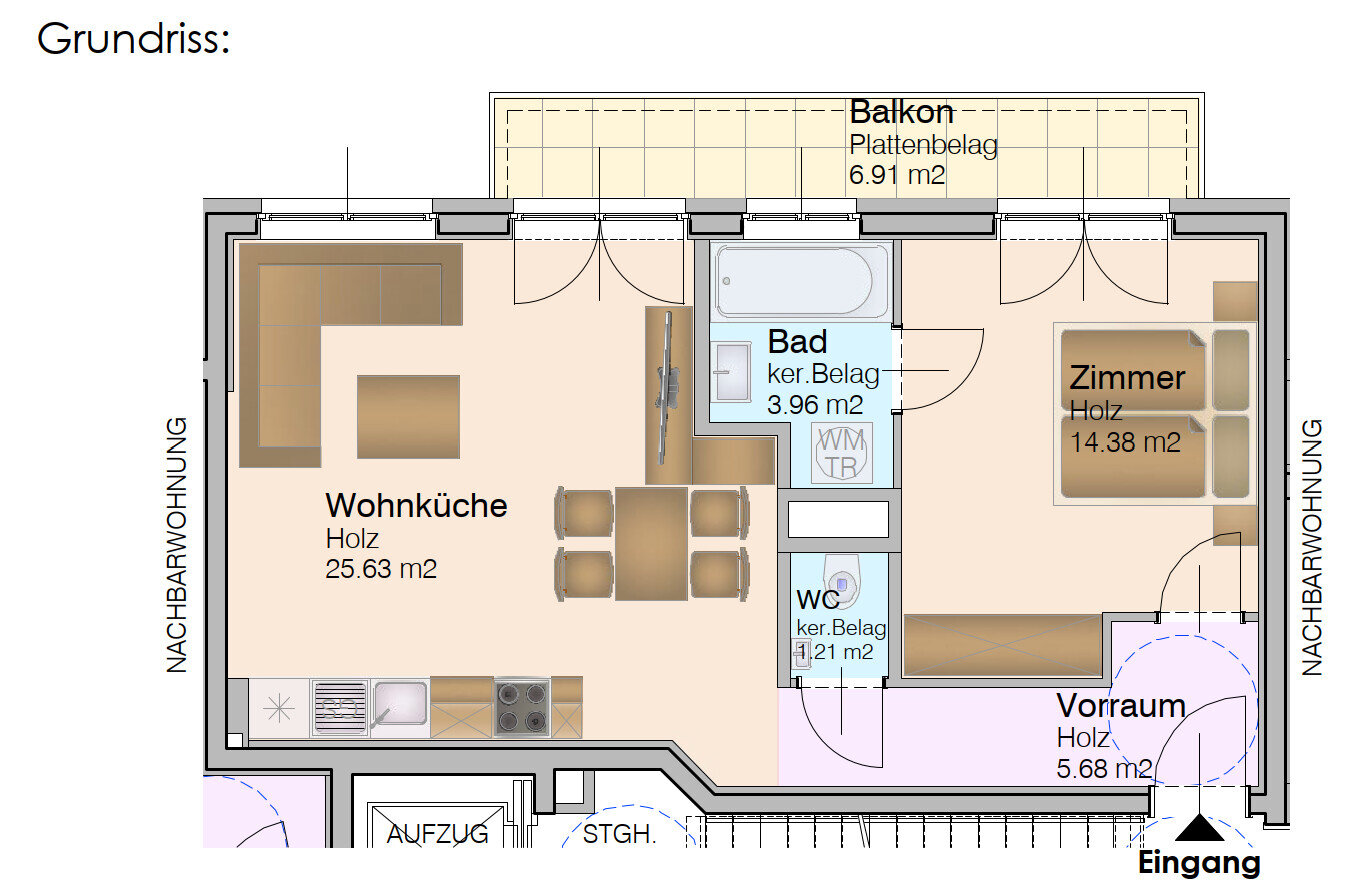 Wohnung zur Miete 742 € 2 Zimmer 50,9 m²<br/>Wohnfläche 3.<br/>Geschoss Wien 1230