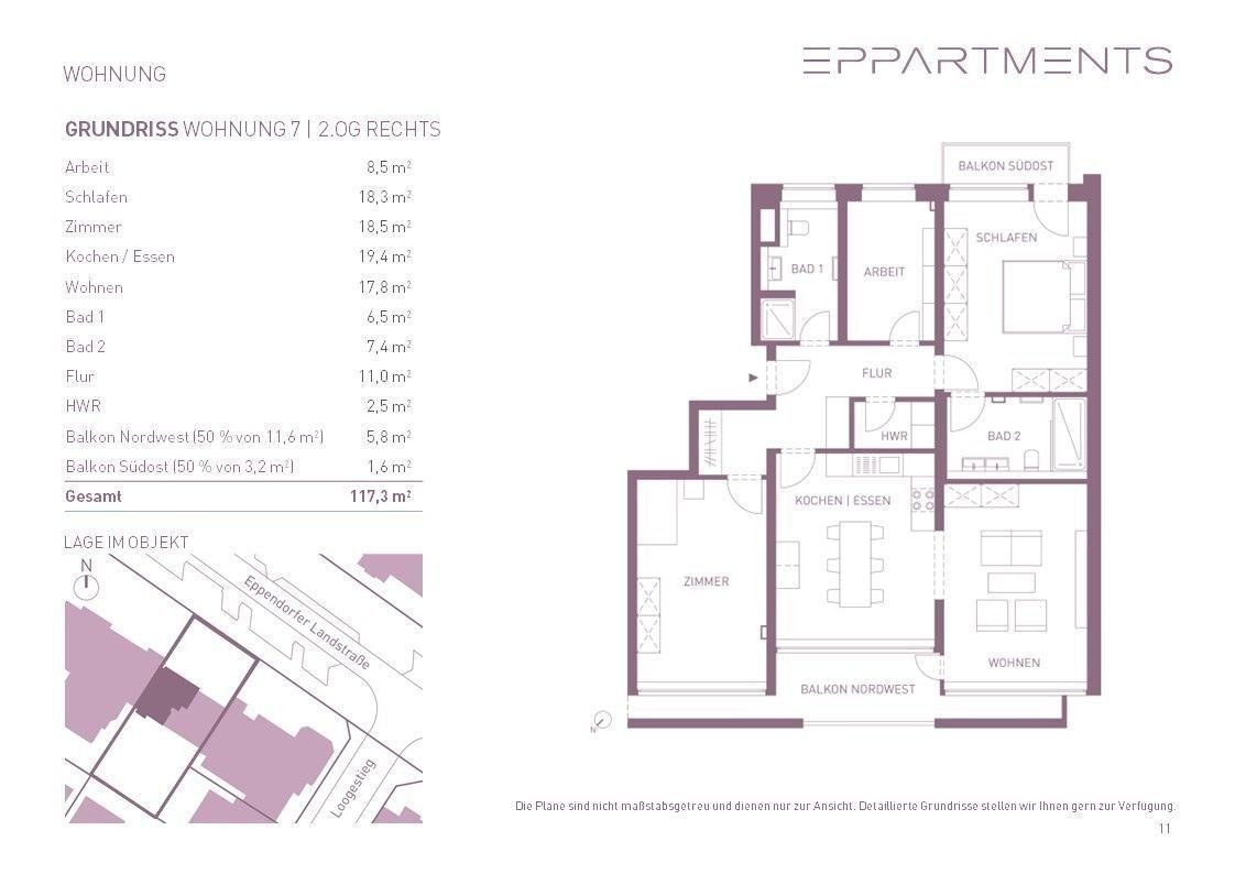 Wohnung zum Kauf provisionsfrei 1.480.000 € 4,5 Zimmer 117,3 m²<br/>Wohnfläche 2.<br/>Geschoss ab sofort<br/>Verfügbarkeit Eppendorfer Landstraße 32 Eppendorf Hamburg 20249